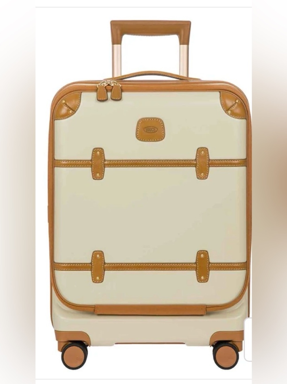 Bric's Bellagio 2.0 21” Cream Carry-On Spinner w/Tan Leather Trim
